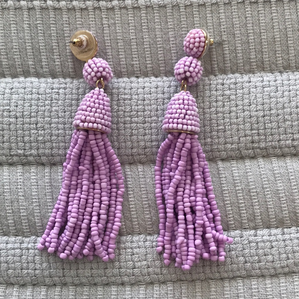BaubleBar Light Purple Beaded Tassle Earrings